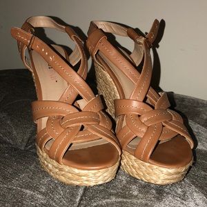 JustFab tan brown summer wedge heels